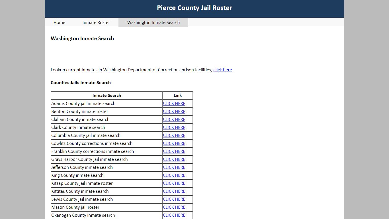 Washington Inmate Search - Pierce County Jail Roster